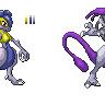 (G) The first of many sprites, featuring Cypher, the Mewthree and his shiny form.
